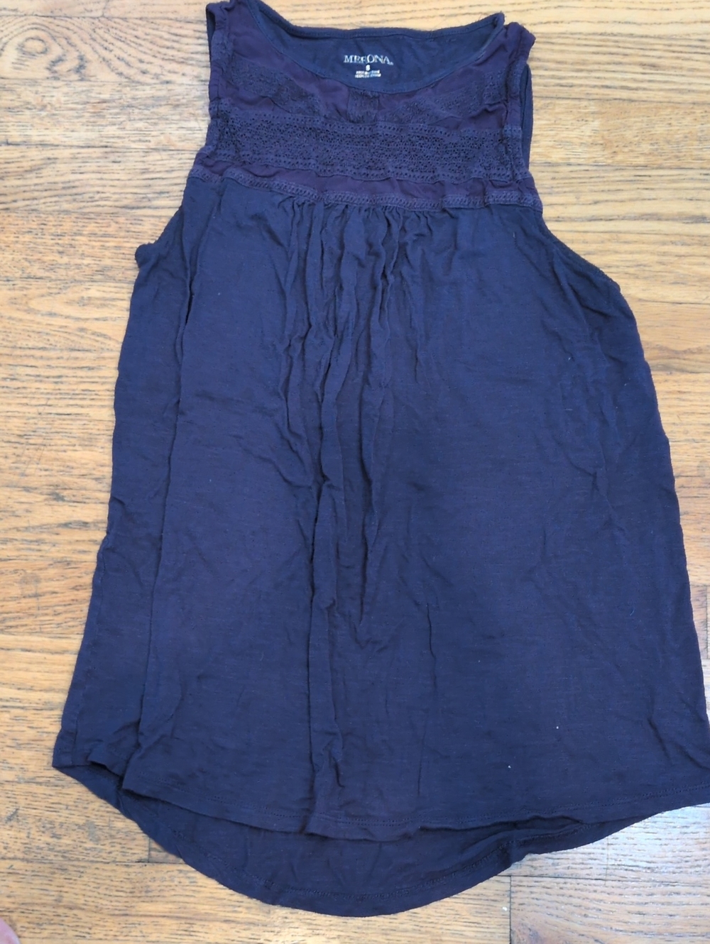Merona Deep Purple Crochet Detail Yoke Tank